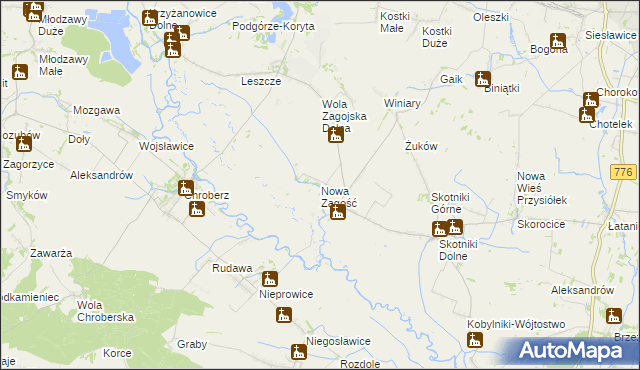 mapa Nowa Zagość, Nowa Zagość na mapie Targeo