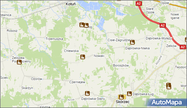 mapa Nowaki gmina Skórzec, Nowaki gmina Skórzec na mapie Targeo