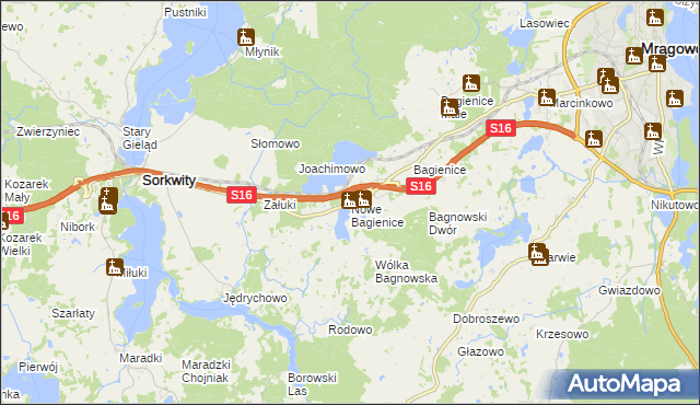 mapa Nowe Bagienice, Nowe Bagienice na mapie Targeo