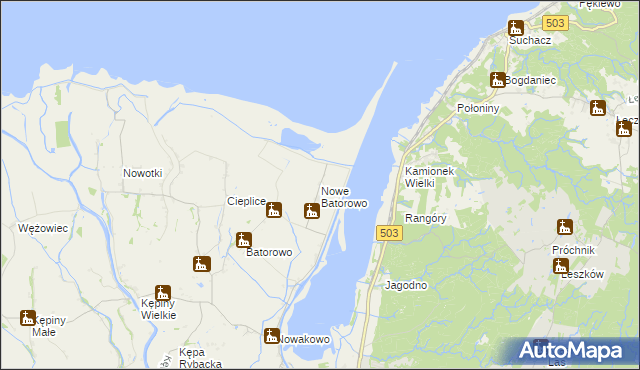 mapa Nowe Batorowo, Nowe Batorowo na mapie Targeo