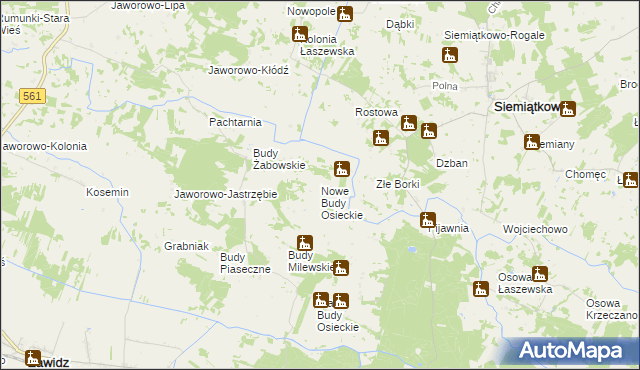 mapa Nowe Budy Osieckie, Nowe Budy Osieckie na mapie Targeo