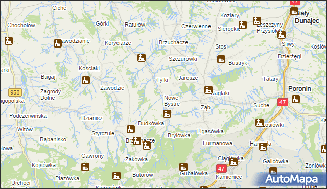 mapa Nowe Bystre, Nowe Bystre na mapie Targeo