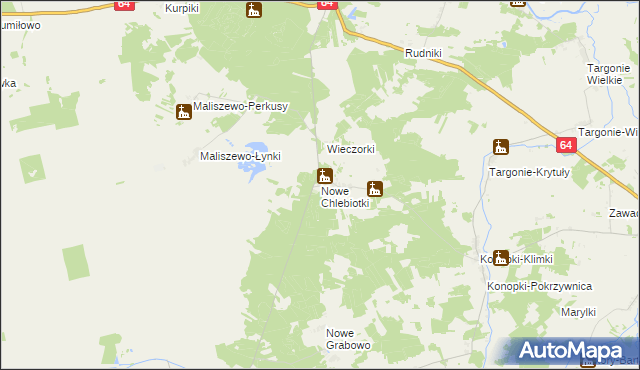 mapa Nowe Chlebiotki, Nowe Chlebiotki na mapie Targeo