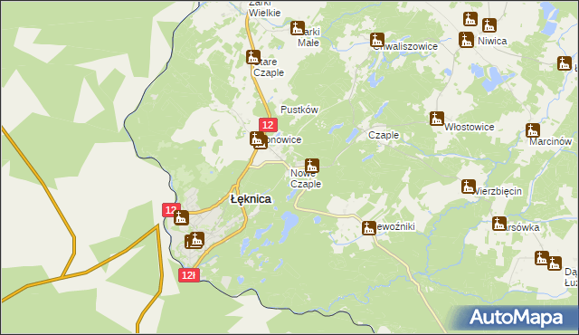 mapa Nowe Czaple gmina Trzebiel, Nowe Czaple gmina Trzebiel na mapie Targeo