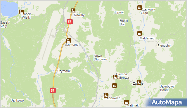 mapa Nowe Dłutówko, Nowe Dłutówko na mapie Targeo