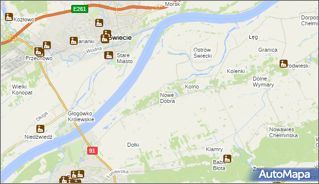 mapa Nowe Dobra gmina Chełmno, Nowe Dobra gmina Chełmno na mapie Targeo