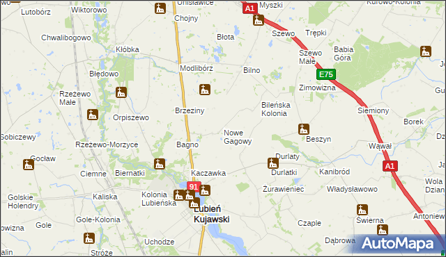 mapa Nowe Gagowy, Nowe Gagowy na mapie Targeo