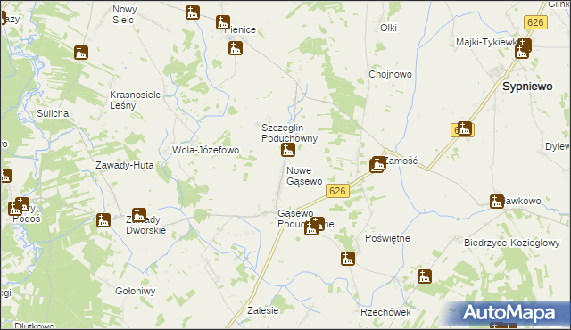 mapa Nowe Gąsewo, Nowe Gąsewo na mapie Targeo