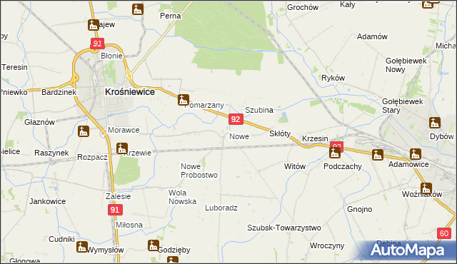 mapa Nowe gmina Krośniewice, Nowe gmina Krośniewice na mapie Targeo