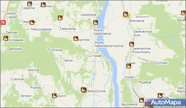 mapa Nowe gmina Ożarów, Nowe gmina Ożarów na mapie Targeo