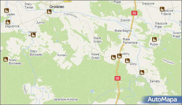 mapa Nowe Grądy, Nowe Grądy na mapie Targeo