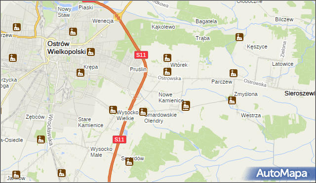 mapa Nowe Kamienice, Nowe Kamienice na mapie Targeo