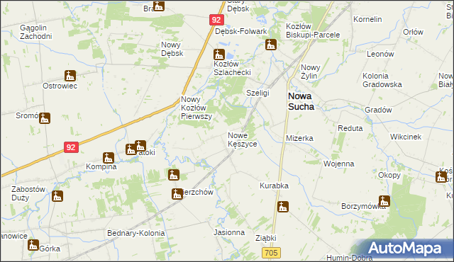 mapa Nowe Kęszyce, Nowe Kęszyce na mapie Targeo