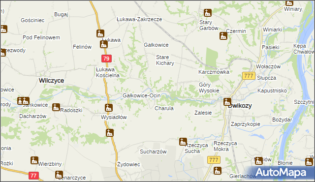 mapa Nowe Kichary, Nowe Kichary na mapie Targeo