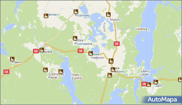 mapa Nowe Kiełbonki, Nowe Kiełbonki na mapie Targeo