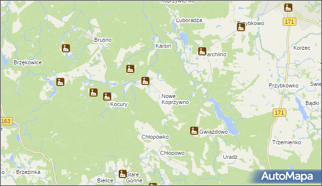 mapa Nowe Koprzywno, Nowe Koprzywno na mapie Targeo