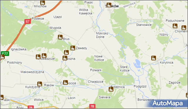 mapa Nowe Kotlice, Nowe Kotlice na mapie Targeo