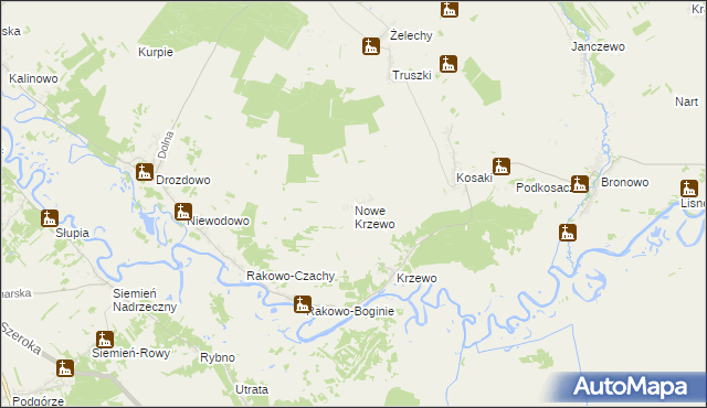 mapa Nowe Krzewo gmina Piątnica, Nowe Krzewo gmina Piątnica na mapie Targeo
