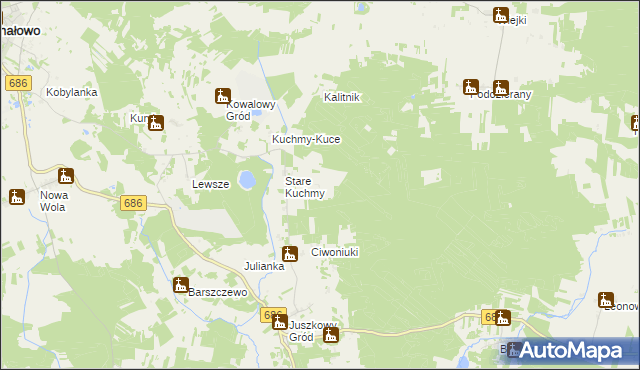 mapa Nowe Kuchmy, Nowe Kuchmy na mapie Targeo