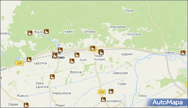 mapa Nowe Kurowo, Nowe Kurowo na mapie Targeo