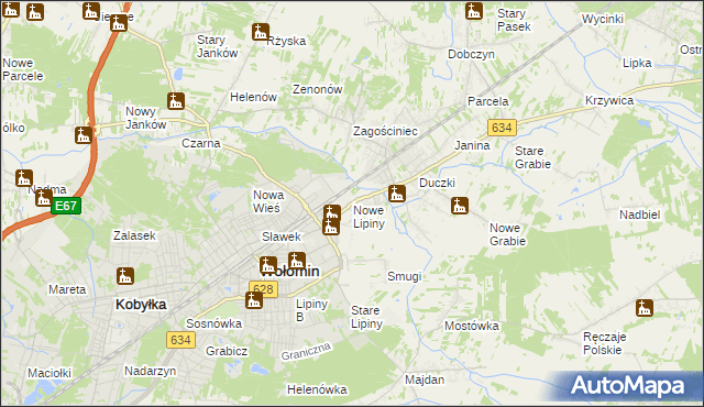 mapa Nowe Lipiny, Nowe Lipiny na mapie Targeo