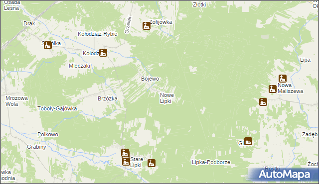 mapa Nowe Lipki gmina Stoczek, Nowe Lipki gmina Stoczek na mapie Targeo