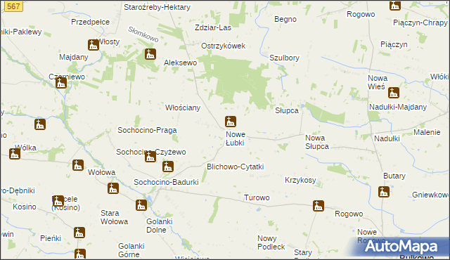 mapa Nowe Łubki, Nowe Łubki na mapie Targeo