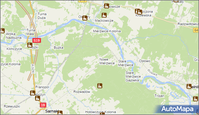 mapa Nowe Mierzwice, Nowe Mierzwice na mapie Targeo