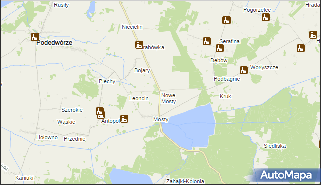 mapa Nowe Mosty gmina Podedwórze, Nowe Mosty gmina Podedwórze na mapie Targeo