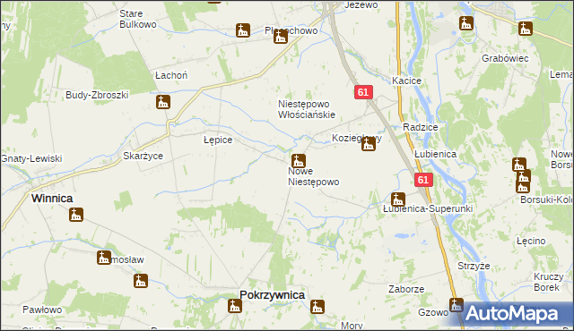 mapa Nowe Niestępowo, Nowe Niestępowo na mapie Targeo