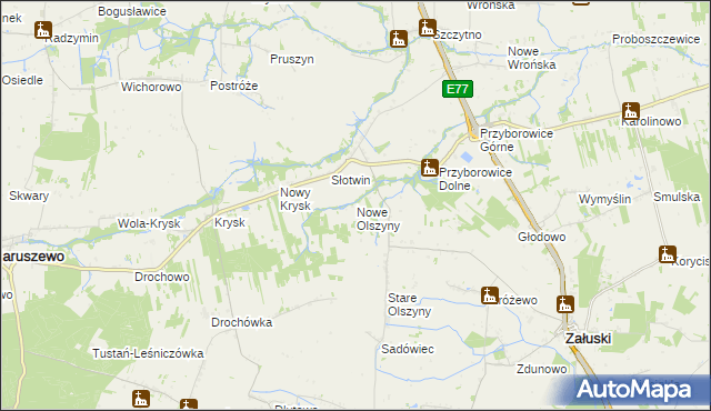 mapa Nowe Olszyny, Nowe Olszyny na mapie Targeo