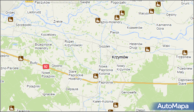 mapa Nowe Paprockie Holendry, Nowe Paprockie Holendry na mapie Targeo