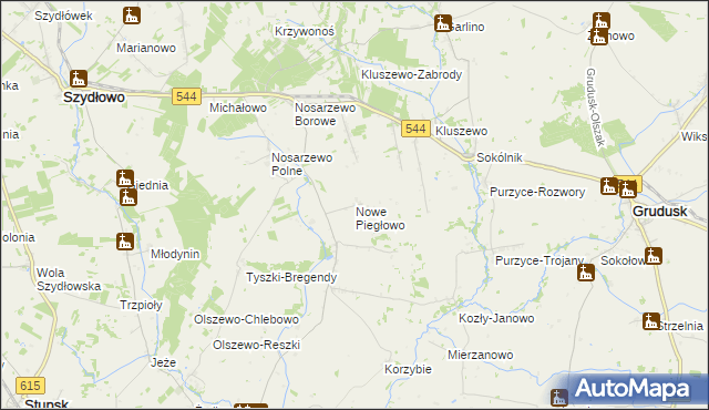 mapa Nowe Piegłowo, Nowe Piegłowo na mapie Targeo