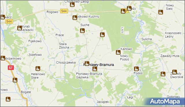 mapa Nowe Płoniawy, Nowe Płoniawy na mapie Targeo