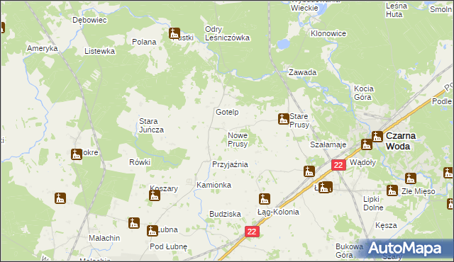 mapa Nowe Prusy, Nowe Prusy na mapie Targeo