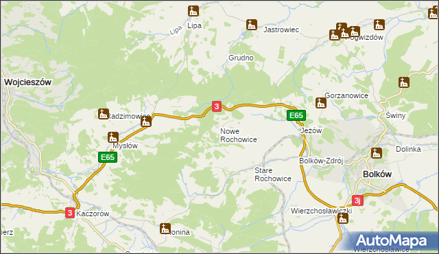 mapa Nowe Rochowice, Nowe Rochowice na mapie Targeo