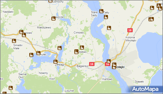 mapa Nowe Sady gmina Mikołajki, Nowe Sady gmina Mikołajki na mapie Targeo