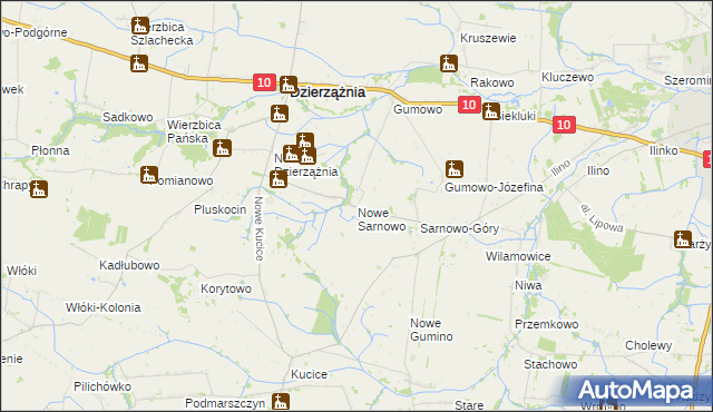 mapa Nowe Sarnowo, Nowe Sarnowo na mapie Targeo