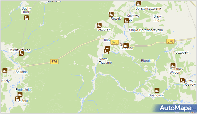 mapa Nowe Trzciano, Nowe Trzciano na mapie Targeo