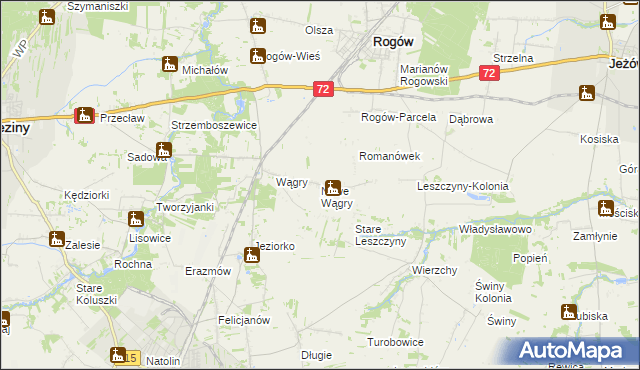mapa Nowe Wągry, Nowe Wągry na mapie Targeo