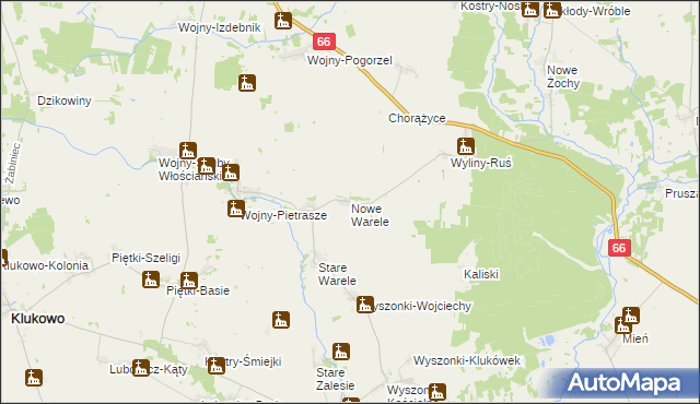 mapa Nowe Warele, Nowe Warele na mapie Targeo