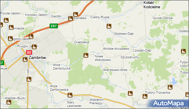 mapa Nowe Wierzbowo, Nowe Wierzbowo na mapie Targeo