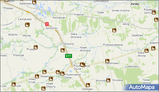 mapa Nowe Wrońska, Nowe Wrońska na mapie Targeo