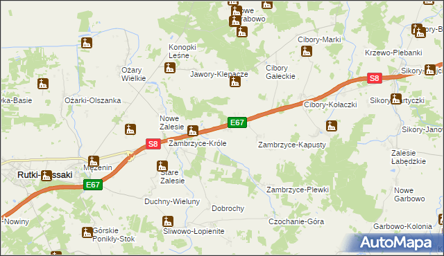 mapa Nowe Zambrzyce, Nowe Zambrzyce na mapie Targeo