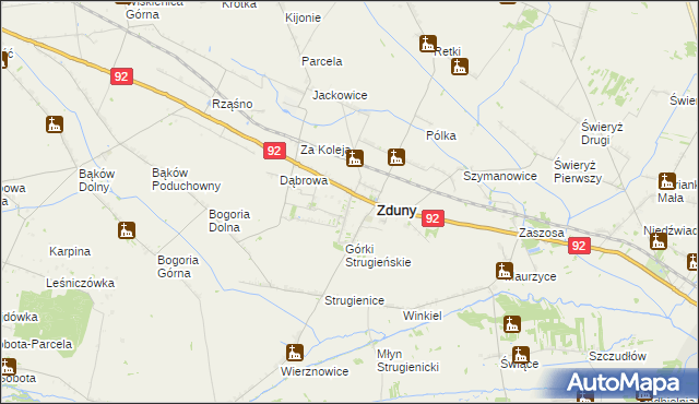 mapa Nowe Zduny, Nowe Zduny na mapie Targeo