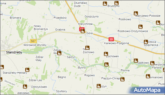 mapa Nowe Żochowo, Nowe Żochowo na mapie Targeo