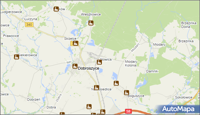 mapa Nowica gmina Dobroszyce, Nowica gmina Dobroszyce na mapie Targeo