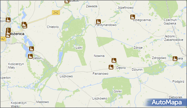 mapa Nowina gmina Łobżenica, Nowina gmina Łobżenica na mapie Targeo