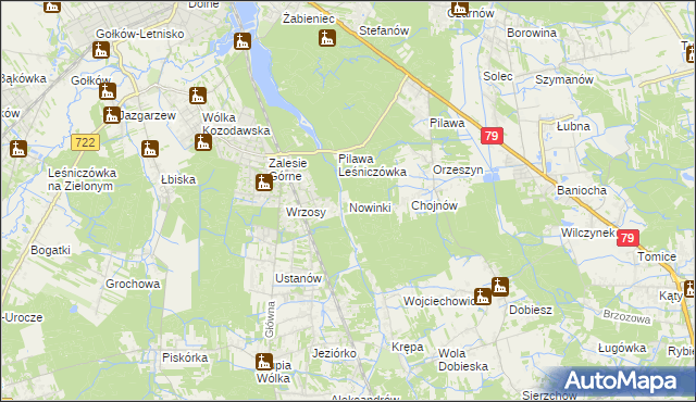 mapa Nowinki gmina Piaseczno, Nowinki gmina Piaseczno na mapie Targeo