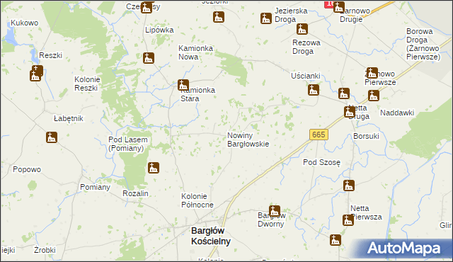 mapa Nowiny Bargłowskie, Nowiny Bargłowskie na mapie Targeo